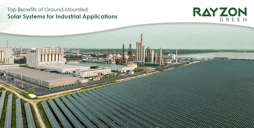 Rayzon Green delivering scalable and efficient ground-mounted solar systems for industrial applications to achieve sustainable energy goals.